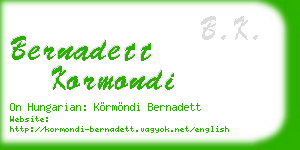 bernadett kormondi business card