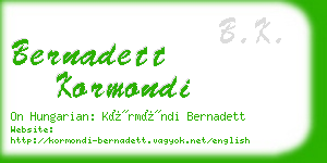 bernadett kormondi business card